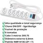 Imagem de Filtro de Linha Extensão 3 Metros Régua 6 Tomadas Bivolt Com Chave e Fusível