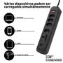 Imagem de Filtro de Linha, Extensão Tomada, Régua  4 tomadas comuns, 2 portas USB Type-C, 1 micro USB e 1 Tomada Universal
