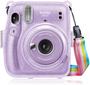 Imagem de Fintie Protective Clear Case para Fujifilm Instax Mini 11 Instant Film Camera - Crystal Hard PVC Cover with Removable Rainbow Shoulder Strap, Glittering Purple