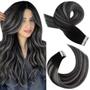 Imagem de Fita adesiva em extensões de cabelo Moresoo Black Ombre Human Hair 50g