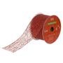 Imagem de Fita Aramada Tela Com Glitter Com Costura Vermelho 6,3cmx9,14m