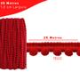 Imagem de Fita Grelot Pompom Vermelha 10mm - Com 25 Metros - BRX