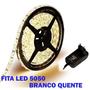 Imagem de Fita Led 5050 5metros Ip65 Branco Quente 3000k + Fonte