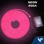 Imagem de Fita led neon flexivel 8w 12v rosa 5 metros ip20 com fonte kit10