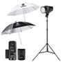 Imagem de Flash Mini Tocha Estudio Godox K180A Disparo Sem Fio com 2 Sombrinhas