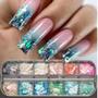 Imagem de Flocos De Concha De Abalone Com Glitter, 12 Grades, Decoração De Arte Em Unhas, Amuletos 3D,
