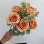Imagem de Flor artificial buquê rosas 9 ramos com complementos