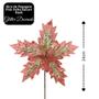 Flor Bico de Papagaio Veludo Rosê Pick Natal Glitter Dourado 24cm - Magizi - Yangzi Imagem de Flor Bico de Papagaio Veludo Rosê Pick Natal Glitter Dourado 24cm - Magizi