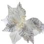 Imagem de Flor de Natal Veludo Branco com Glitter Enfeite para Árvore