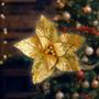 Imagem de Flor Poinsetia Decorativa Dourada 30cm Natal Tok da Casa