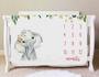 Imagem de Floral Elefante Bebê Cobertor Mensal Marco, Jungle Elephant Girl's Soft Fleece Monthly Milestone Blanket , Girl Elephant Nursery Infant Newborn, inclui marcador (branco, 50"x40")