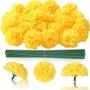 Imagem de Flores de calêndula estrelada 50Pcs 2'' Seda Artificial Marigold Flores Cabeça Bulk para DIY Diwali Festival Indian Wedding Party Dia do Dia Morto de Los Muertos ofrenda Decorações de Altar (Amarelo)