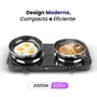 Imagem de Fogão 2 Bocas Elétrico Portátil 2000W Potência 127 220V, Design Moderno em Inox, Controles Independentes, Superfície de Fácil Limpeza