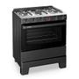 Imagem de Fogão a Gás 5 Bocas Automático Ideal Super Preto Mesa Inox F51AP - Esmaltec