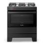 Imagem de Fogão a Gás Mesa Inox Super Chama Tampa de Vidro Forno 84L Limpa Fácil e Acendimento Automático IDEAL Top T5IAP Cor Preto 5 bocas Bivolt