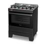 Imagem de Fogão a Gás Mesa Inox Super Chama Tampa de Vidro Forno 84L Limpa Fácil e Acendimento Automático IDEAL Top T5IAP Cor Preto 5 bocas Bivolt