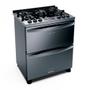 Imagem de Fogão Brastemp 5 Bocas Duplo Forno Cor Inox Com Mesa De Vidro E Touch Timer Com Autodesligamento   - BFD5VCR