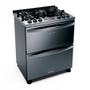Imagem de Fogão Brastemp 5 Bocas Duplo Forno Cor Inox Com Mesa De Vidro E Touch Timer Com Autodesligamento - BFD5VCR