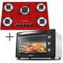 Imagem de Fogão Cooktop 5 Bocas Vermelho + Forno De Eletrico 48 Litros