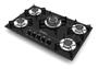 Imagem de Fogão Cooktop Chamalux 5 Bocas Tripla Chama Preto 110v/220v Trempe de Chapa