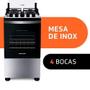 Imagem de Fogão De Piso 4 Queimadores Brastemp Com Mesa Inox E Cor Inox, Com Tampa De Vidro Temperado E Forno Com 2 Prateleiras Ajustáveis 