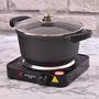 Imagem de Fogão Elétrico Cooktop de Mesa 1 Boca 1000W, Design Moderno, Compacto e Portátil, Superfície de Fácil Limpeza, Controle de Temperatura Preto