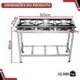 Imagem de Fogão Industrial Total Inox 3 Bocas Caulim Alta Pressão 30x30 Cozinha Gourmet