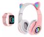 Imagem de Fone Bluetooth Gatinho Rosa  Sem Fio  7h Bateria  LED