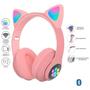 Imagem de Fone Bluetooth Orelha De Gato Led Colorido Infantil (ROSA)