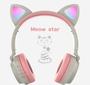 Imagem de Fone Bluetooth V5.0 Orelha de Gato LED Cinza e Rosa ZW-028.. - Gbd