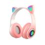 Imagem de Fone De Gatinho Rosa Com Orelhinha Led Bluetooth