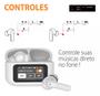 Imagem de  Fone de Ouvido Bluetooth com Visor LED Touch, Mostrador Digital de Bateria com Toque Inteligente, Microfone, Cancelamento de Ruído, Resistente à Água
