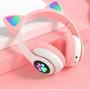 Imagem de Fone De Ouvido Bluetooth LED Orelha Gato Infantil Headphone rosa