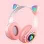 Imagem de Fone De Ouvido Bluetooth Led Orelha Gato Iuz Headphone Rosa