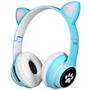 Imagem de Fone de Ouvido Bluetooth Orelha De Gato Azul com Led RGB