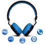 Imagem de Fone de Ouvido Bluetooth Shutt Basic Sem Fio Entrada P2 SD Rádio FM MP3 Azul Claro Com Preto