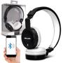 Imagem de Fone de Ouvido Bluetooth Shutt Basic Sem Fio Entrada P2 SD Rádio FM MP3 Preto Com Branco