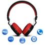 Imagem de Fone de Ouvido Bluetooth Shutt EUA Sem Fio Entrada P2 SD Rádio FM MP3 Vermelho Com Preto