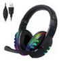 Imagem de Fone De Ouvido Gamer Com Fio Usb Para Pc Note book Headset Com Microfone LED RGB