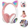 Imagem de Fone De Ouvido Gatinho Bluetooth Sem Fio Luz Led Bt Infantil