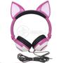 Imagem de Fone De Ouvido Gatinho Fio C/ Led Infantil Rosa