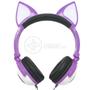 Imagem de Fone de Ouvido Gatinho Fox Fio Com Led Orelha Gato Dobrável Infantil Microfone - Roxo