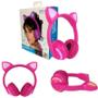 Imagem de Fone De Ouvido Headphone Bluetooth Com Orelha De Gato Rosa