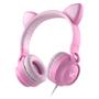 Imagem de Fone De Ouvido Headset Kitty Ear - Orelha De Gato Rosa Com Microfone Cabo 1.2m Plug P2 Estereo P3 - Ke120r