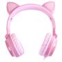 Imagem de Fone De Ouvido Headset Kitty Ear - Orelha De Gato Rosa Com Microfone Cabo 1.2m Plug P2 Estereo P3 - Ke120r