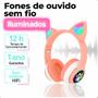 Imagem de Fone de Ouvido Infantil Rosa Bluetooth com Luz LED Colorida Ajustável