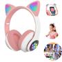 Imagem de Fone de Ouvido Infantil Rosa Bluetooth LED com Som Premium e Luz Colorida
