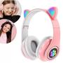 Imagem de Fone De Ouvido Over-Ear Gamer Sem Fio Barato Rosa Luz Led