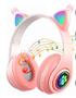 Imagem de Fone De Ouvido Over-ear Gamer Sem Fio Cat Rosa Com Luz Led