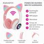 Imagem de Fone de Ouvido Rosa Bluetooth Infantil com Luz LED Colorida